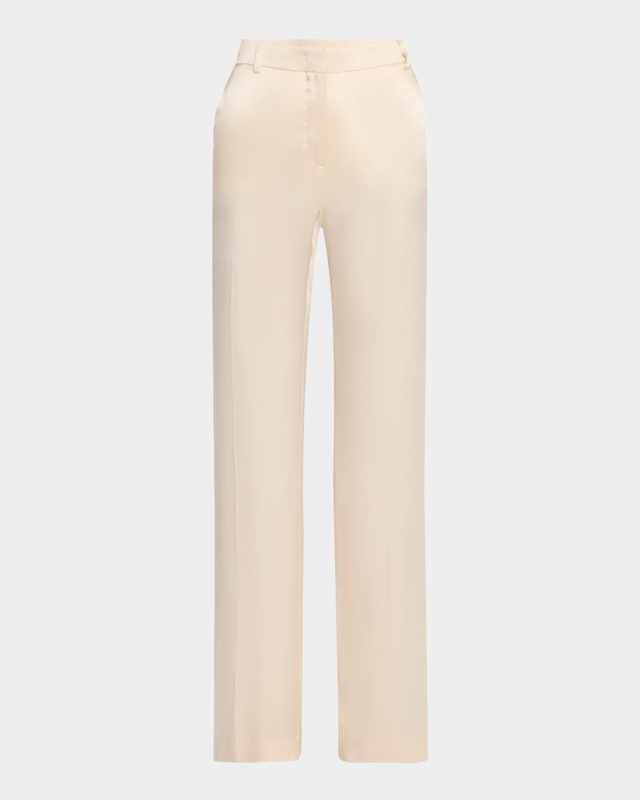 Satin Straight-Leg Trousers
